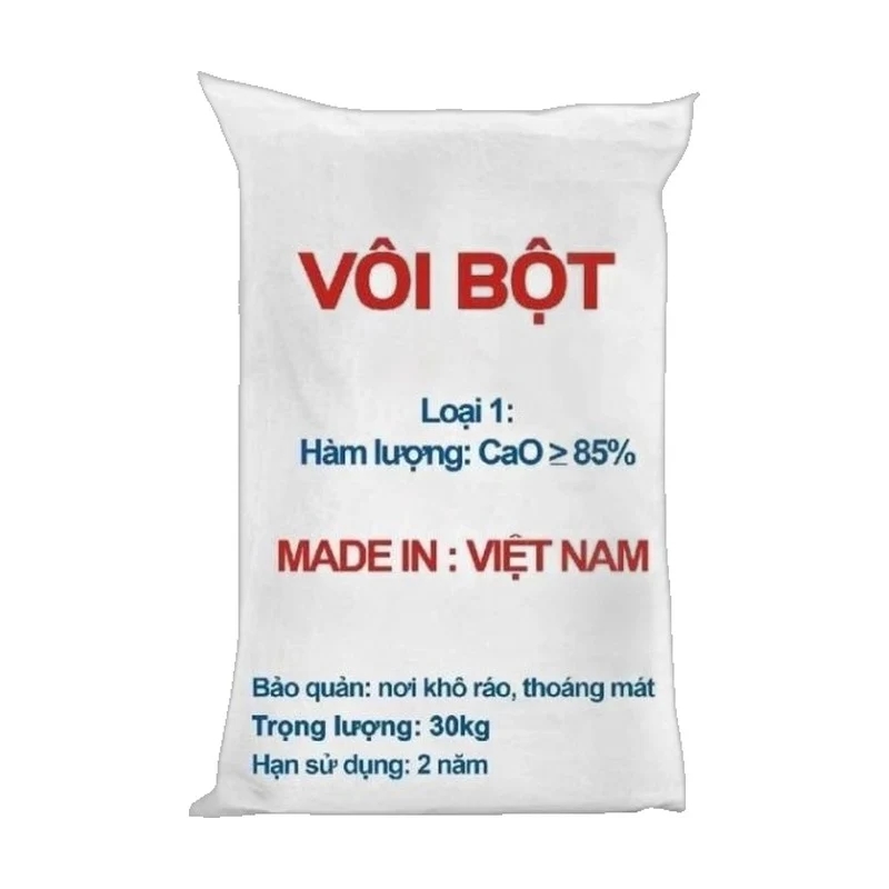 Vôi bột CaO 85% - Vôi Sống, Canxi Oxit 30kg/Bao